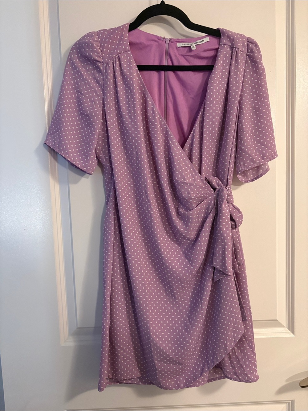 Collective Concepts Lavender Polka Dot Wrap Dress